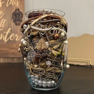 Mystery Jewelry Jar with Brown and Gold Accents